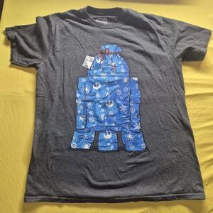 Star Wars Grey Tee with Blue Holiday Droid Graphic